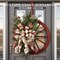 Christmas Wreath, 24 inch Artificial Plaid Bow Holiday Pine Cones Wreath Hanging Roulette Wheel Garland for Front Door Decoration and Christmas Party Decor